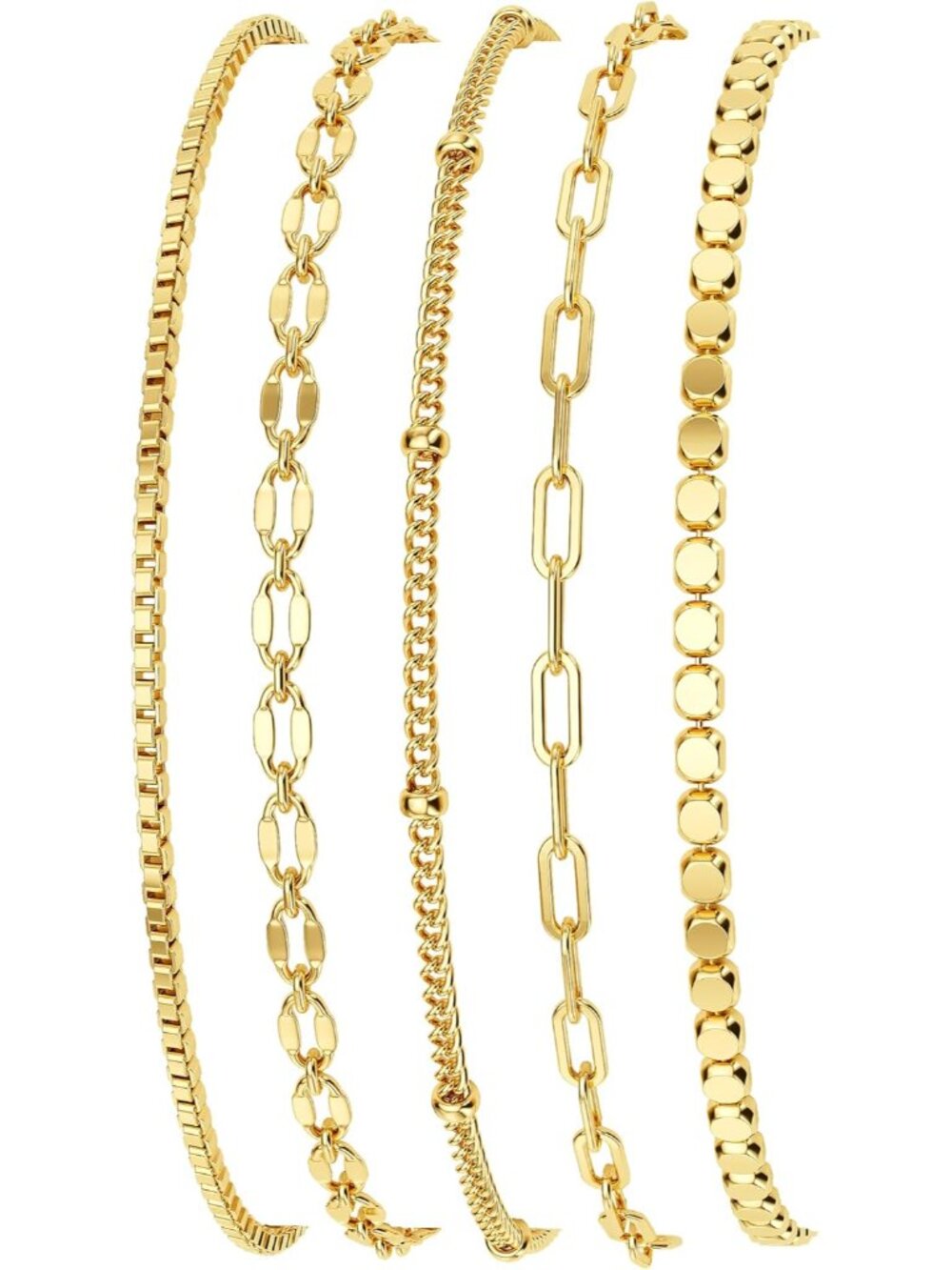 Gold Bracelets for Women Trendy, Dainty 14K Gold Plated Bracelet Stack Beaded Ch - Picture 9 of 9